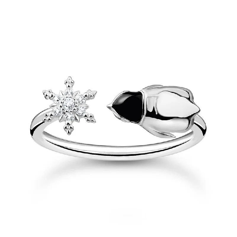 Thomas Sabo Sterling Silver Charm Club Penguin Snowflake Ring