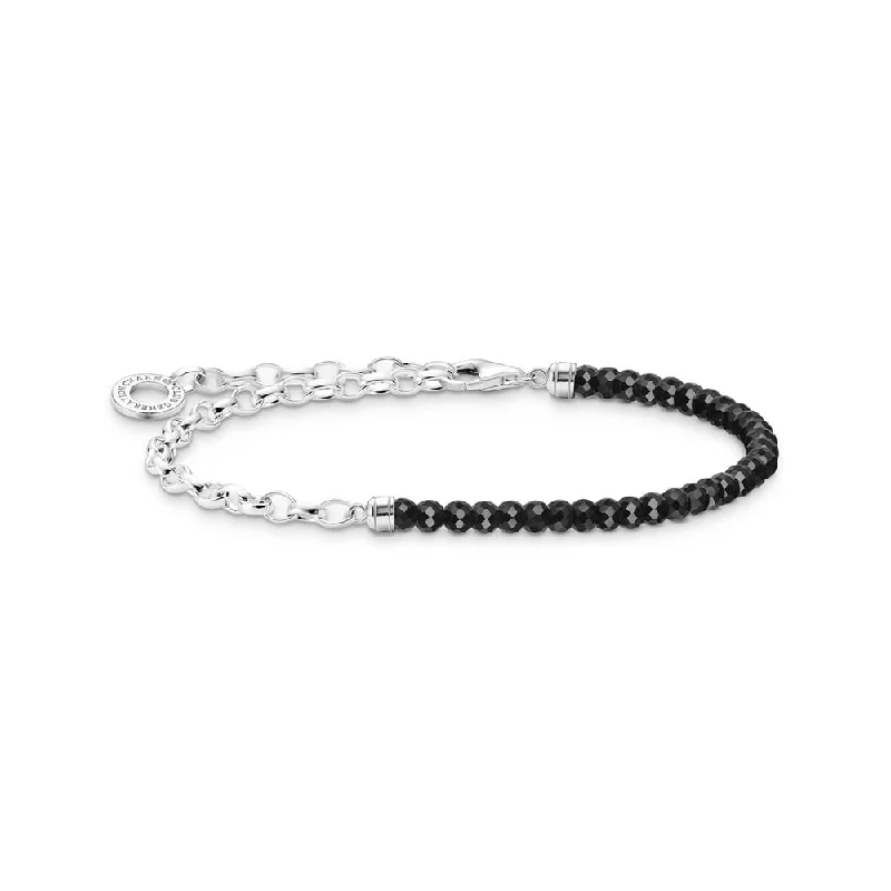 Thomas Sabo Sterling Silver Charmista Black Onyx Belcher 16-19cm Bracelet