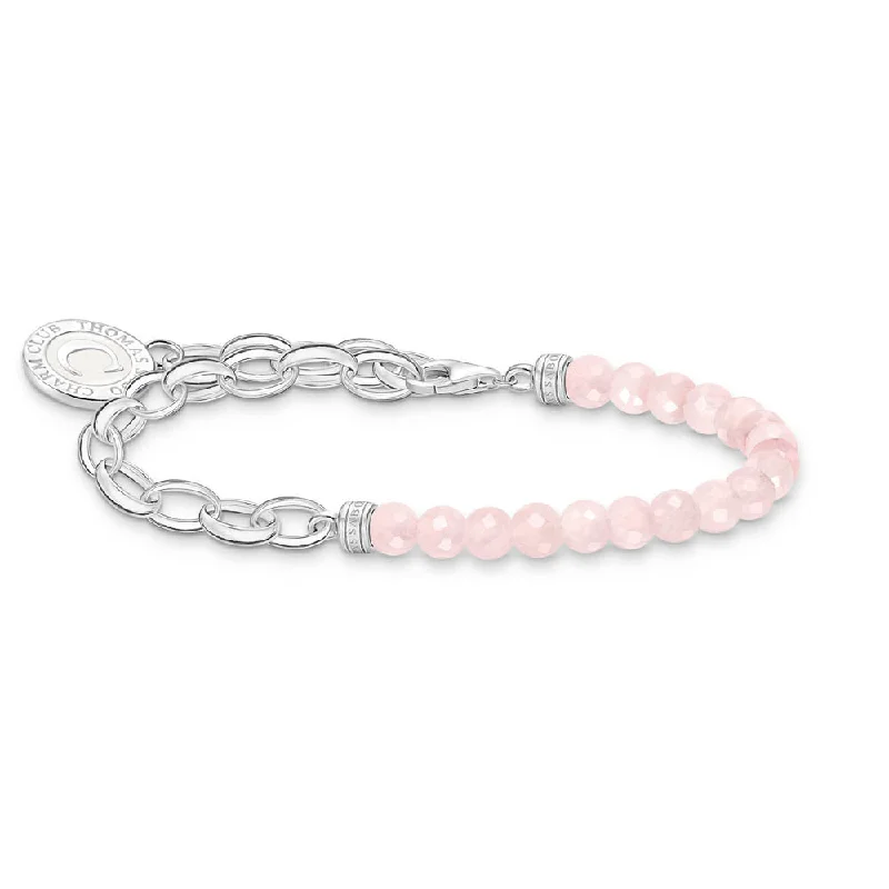 Thomas Sabo Sterling Silver Charmista Rose Quartz Belcher 16-19cm Bracelet