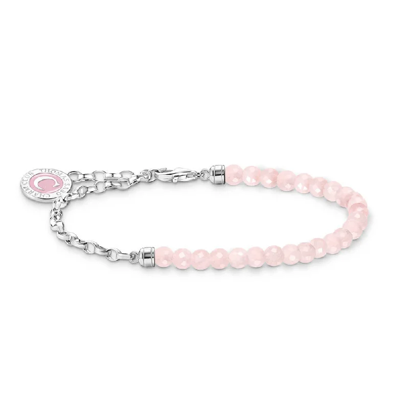 Thomas Sabo Sterling Silver Charmita Rose Quartz 16-19cm Bracelet