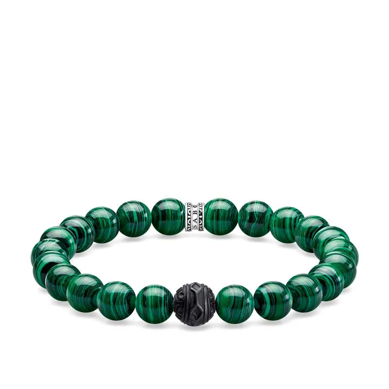 Thomas Sabo Sterling Silver Green Malachite 19cm Bracelet