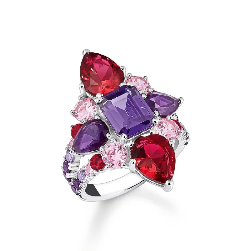 Thomas Sabo Sterling Silver Heritage Synthetic Amethyst Cocktail Ring