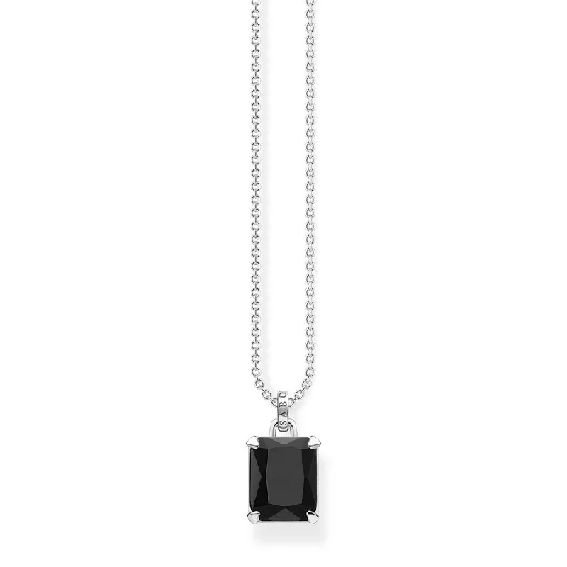 Thomas Sabo Sterling Silver Magic Stones Black Onyx Pendant On 40-45cm Chain