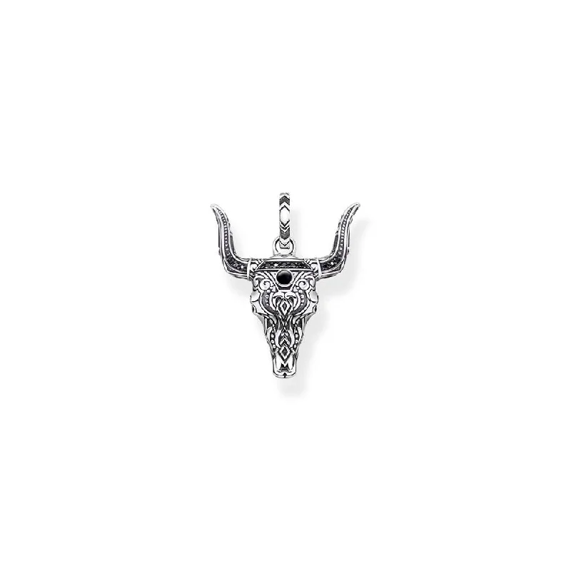 Thomas Sabo Sterling Silver Rebel Black Onyx Bull Skull Pendant