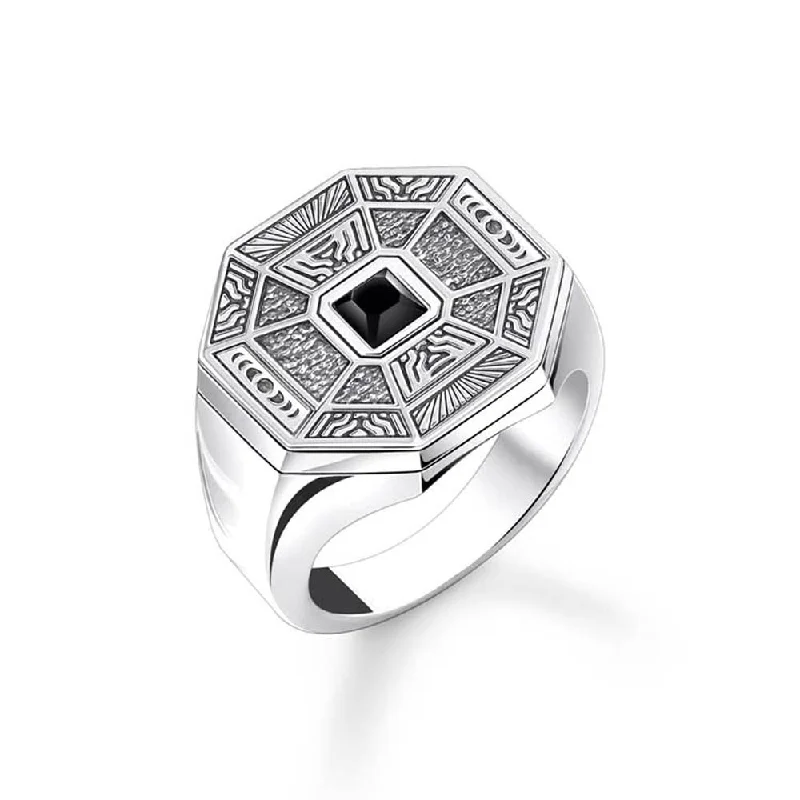 Thomas Sabo Sterling Silver Rebel Cliff Octagon Signet Ring