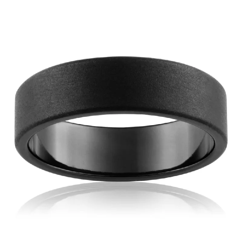 Zirconium 6.5mm Sandblasted Gents Ring Size T/U/X