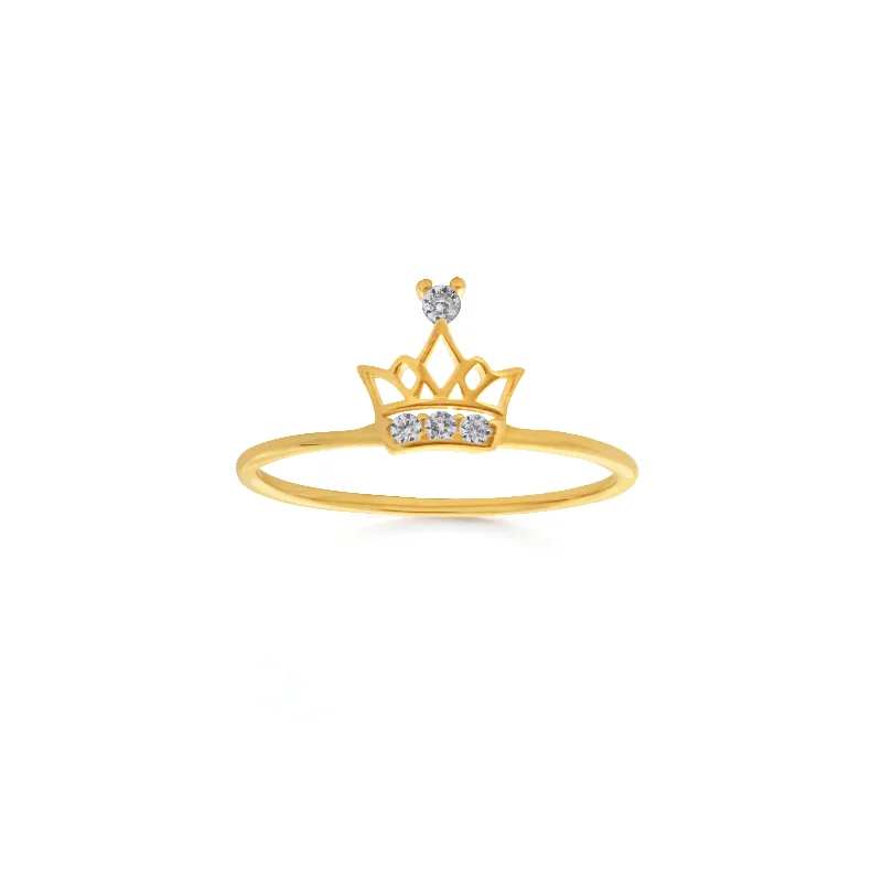 9ct Yellow Gold Zirconia Crown Ring