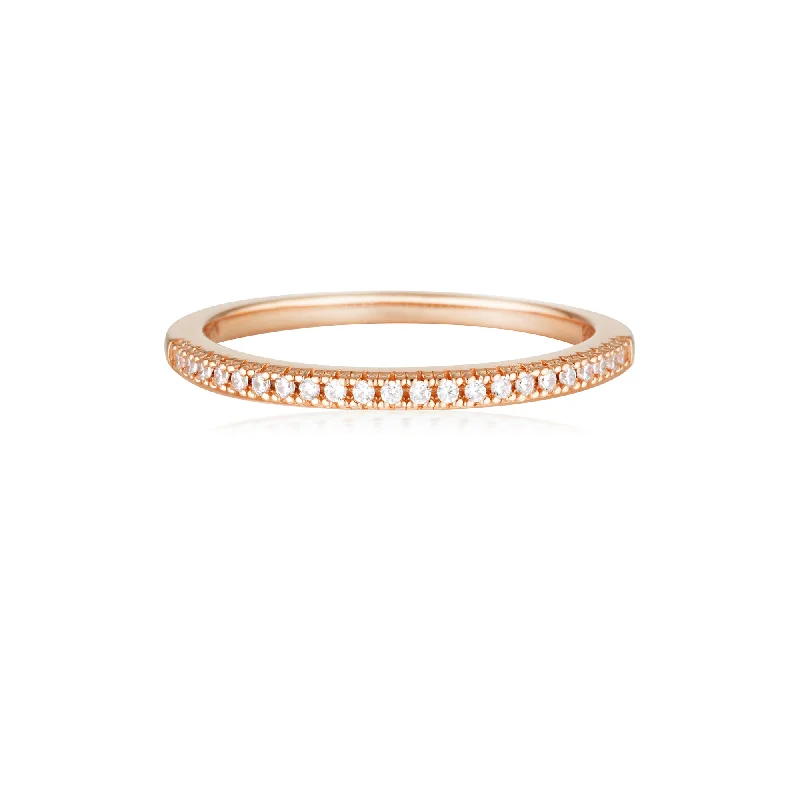 Georgini Iconic Bridal Rose Gold Plated Sterling Silver Anne Band Ring