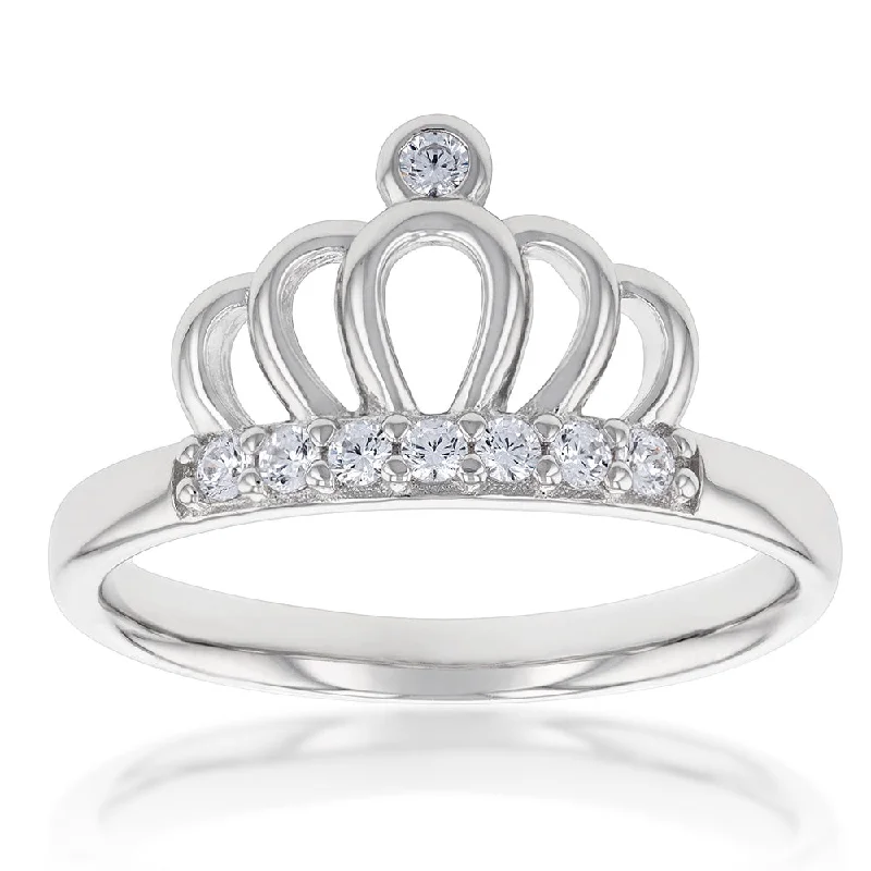 Sterling Silver Zirconia Crown Ring